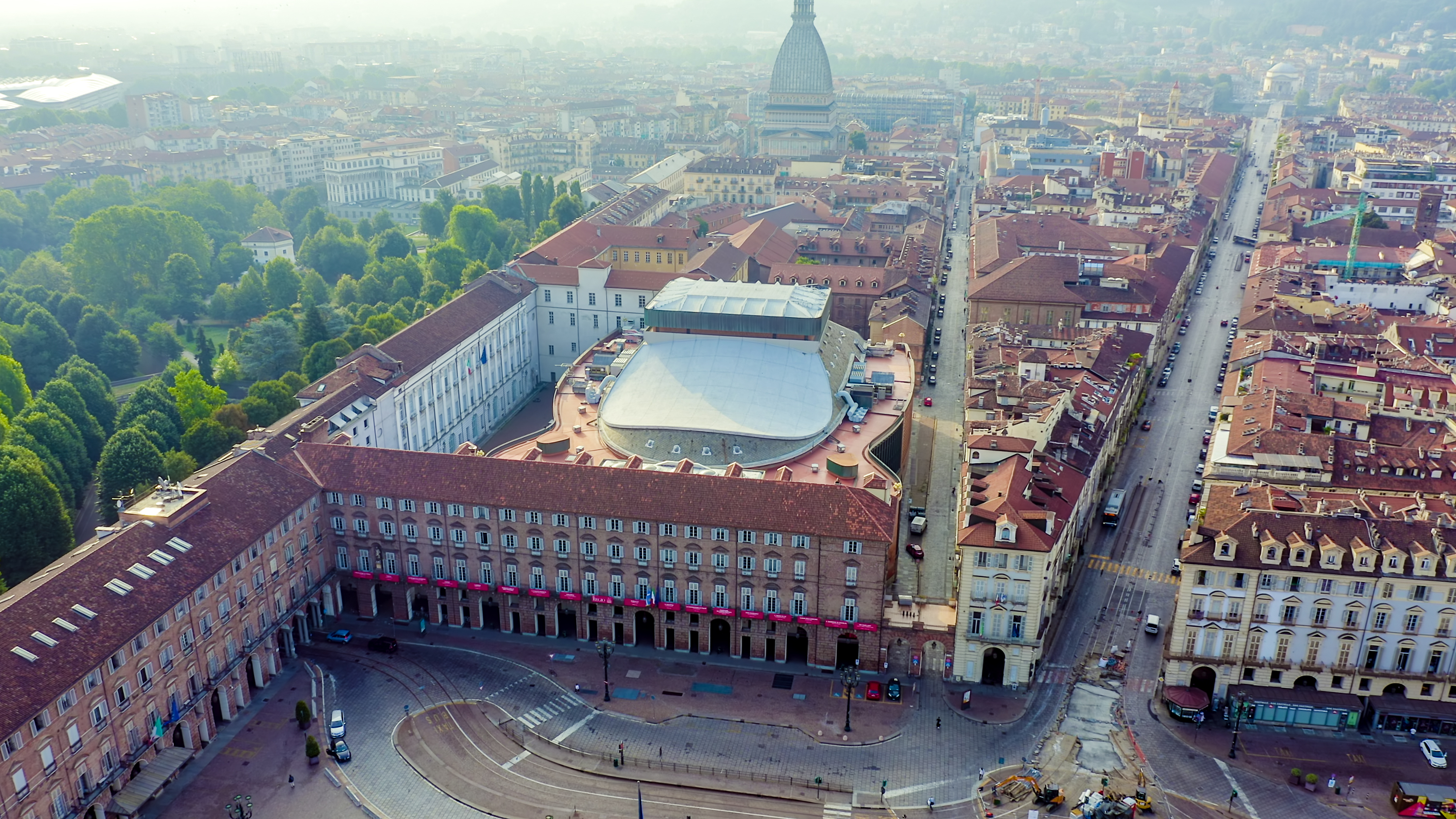 Turin,,Italy.,Flight,Over,The,City.,Historical,Center,,Top,View.
